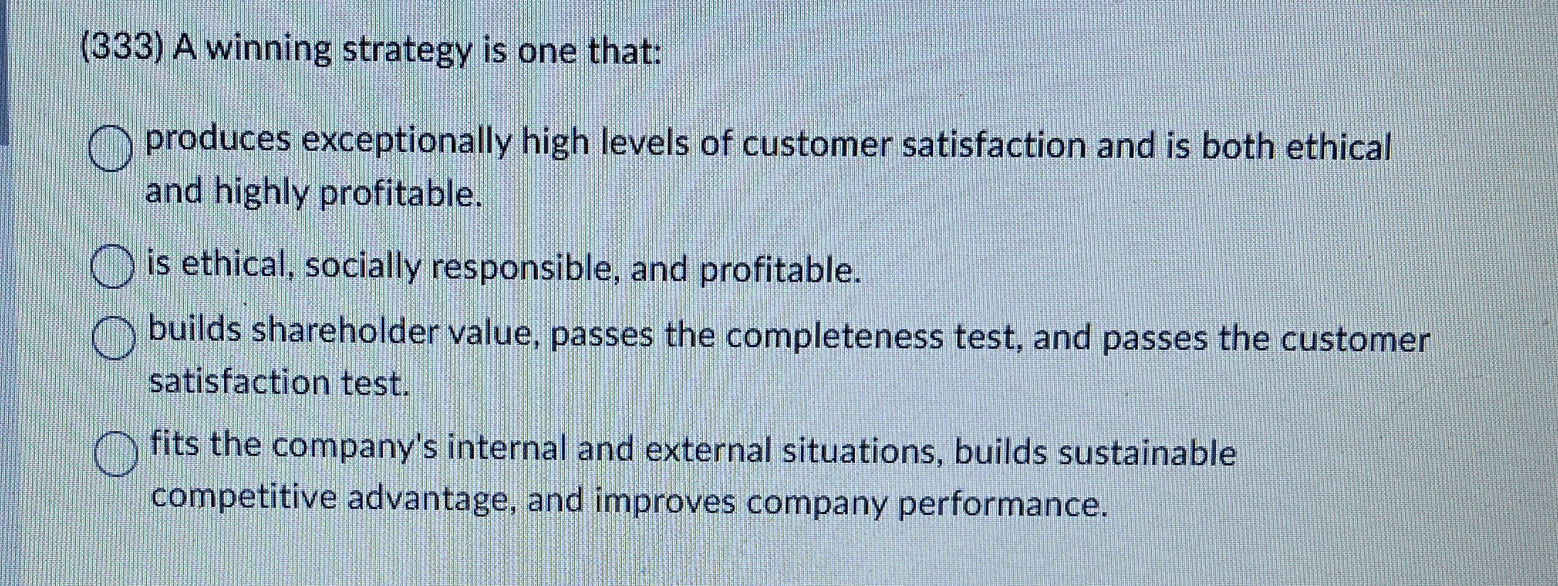 ( 3 3 3 ) A winning strategy is one that: