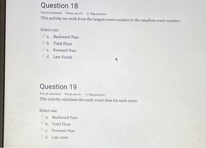 Question 18 Flag question This activity we work