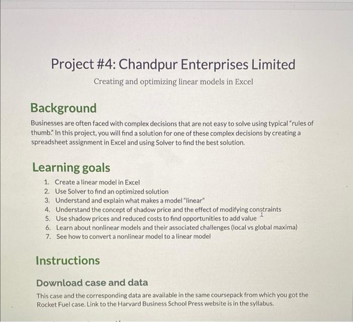 Project #4: Chandpur Enterprises Limited Creating