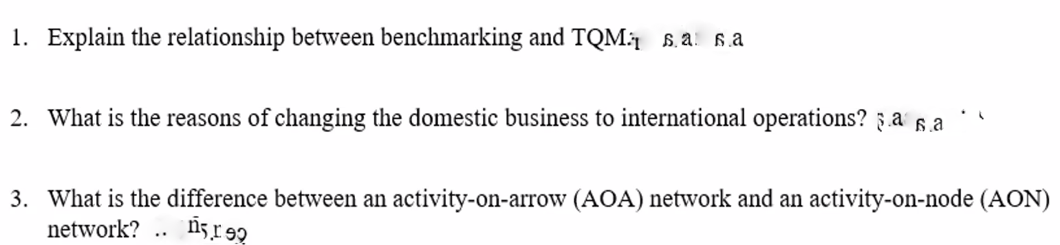 1. Explain the relationship between benchmarking