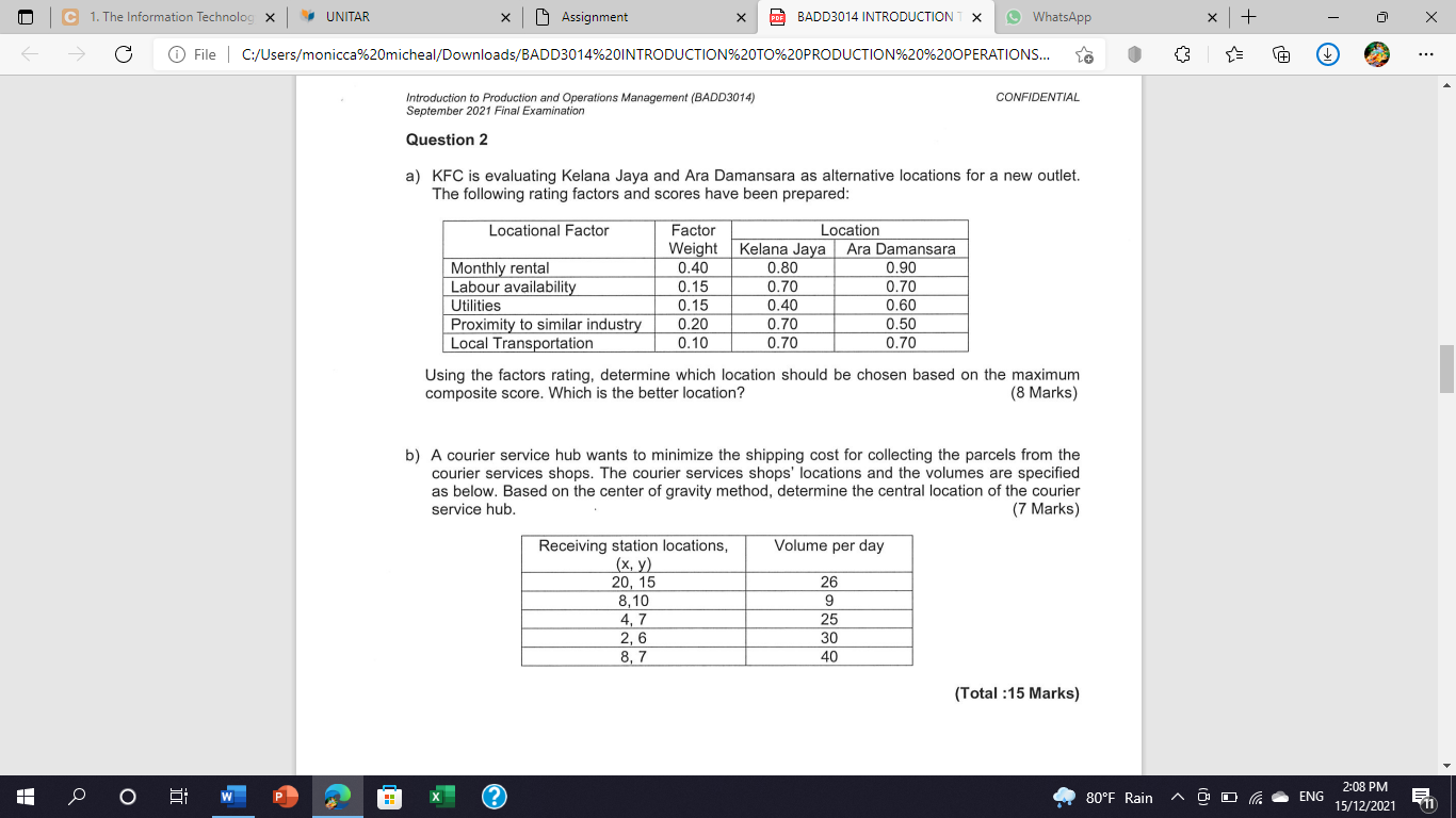 C 1. The Information Technolog X UNITAR