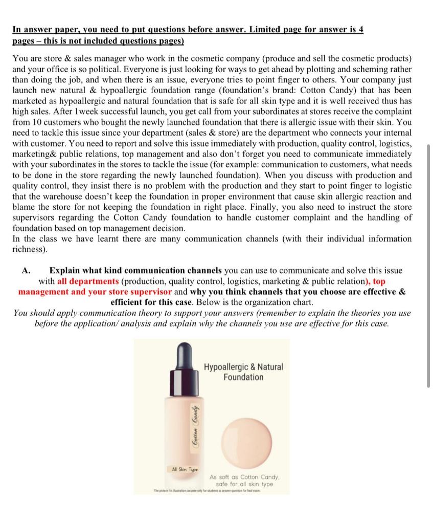 In answer paper, you need to put questions before