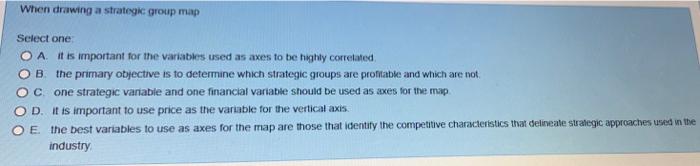 When drawing a strategic group map Select one OA