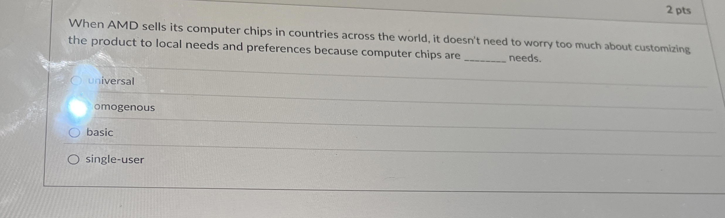 2 pts When AMD sells its computer chips in