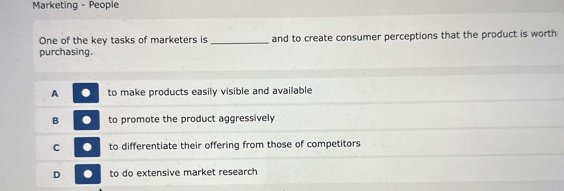 Marketing - People One of the key tasks of