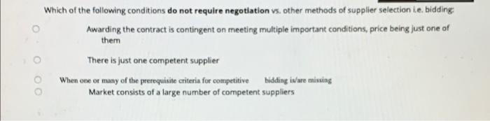 Which of the following conditions do not require