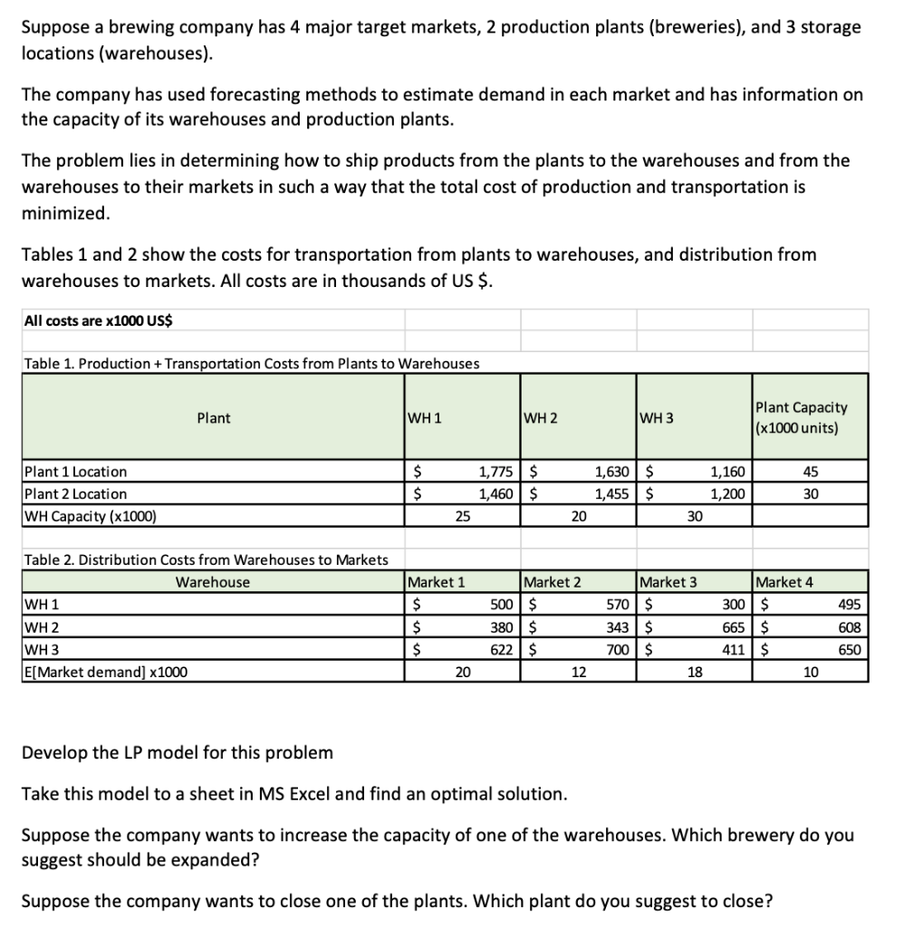 Suppose a brewing company has 4 major target