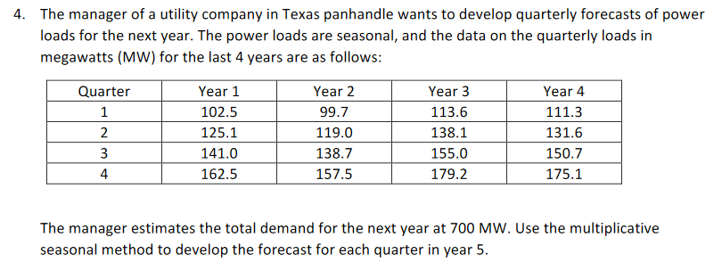 4. The manager of a utility company in Texas