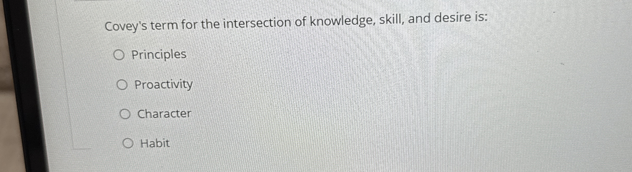 Covey's term for the intersection of knowledge,