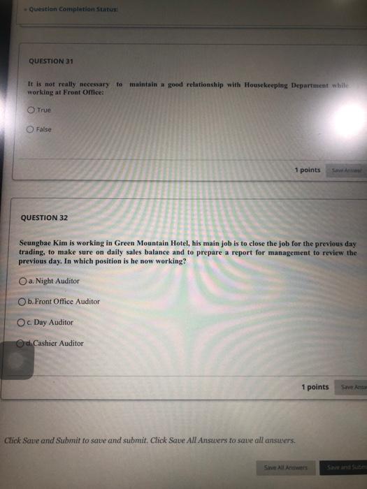 Question Completion Status QUESTION 26 Why