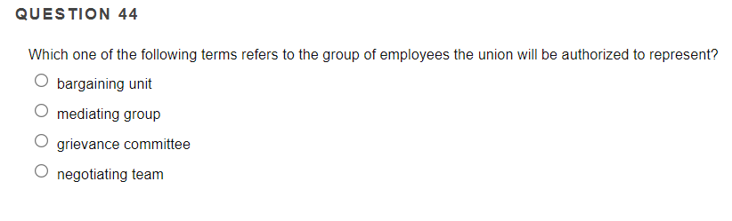QUESTION 44 Which one of the following terms