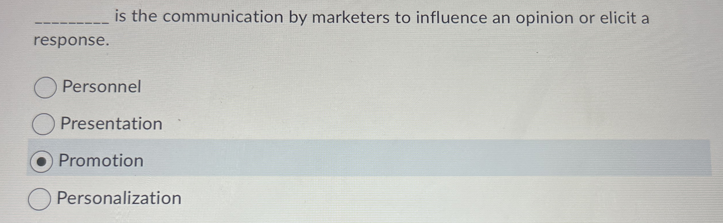 q , is the communication by marketers to