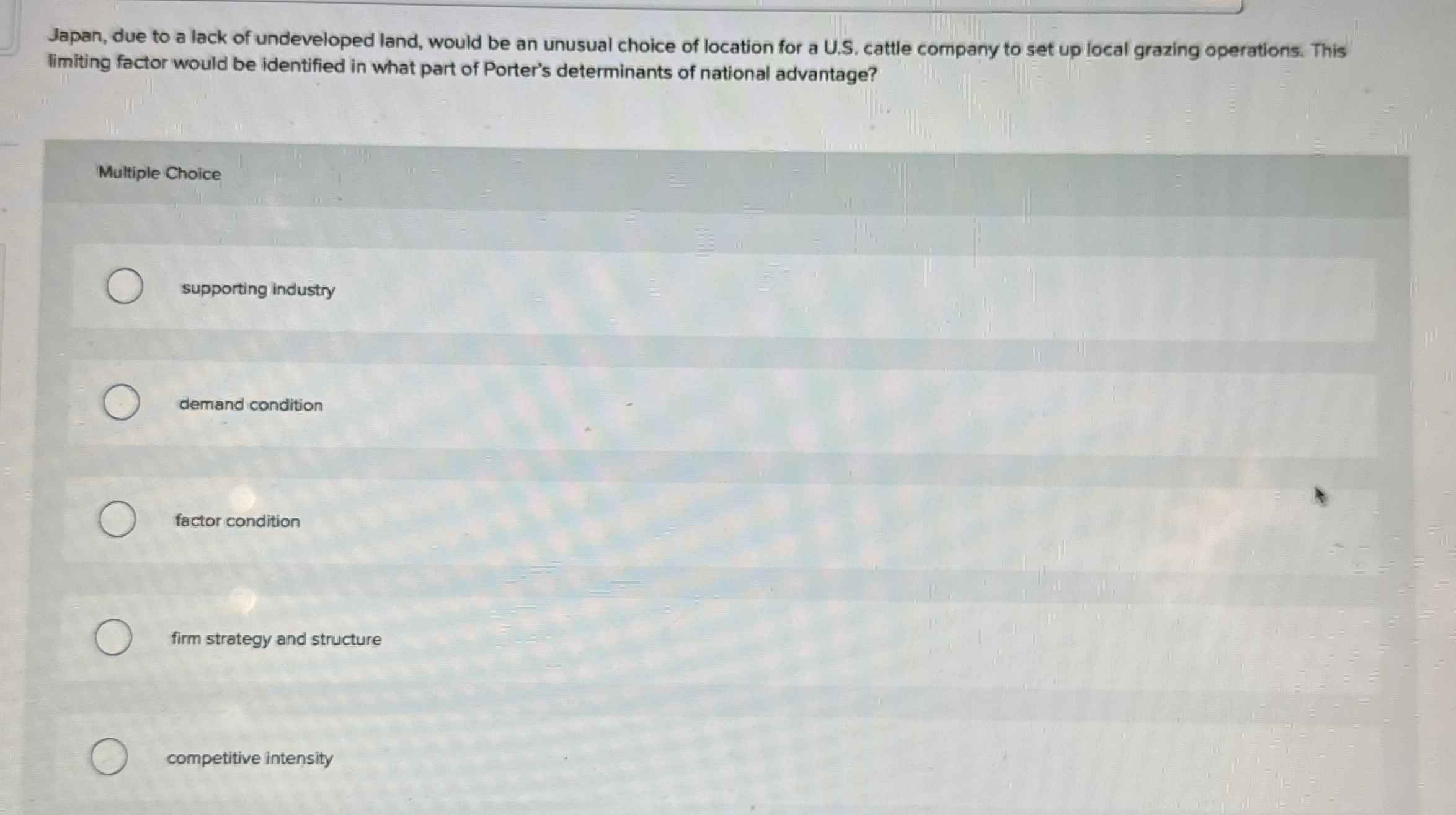 Japan, due to a lack of undeveloped land, would