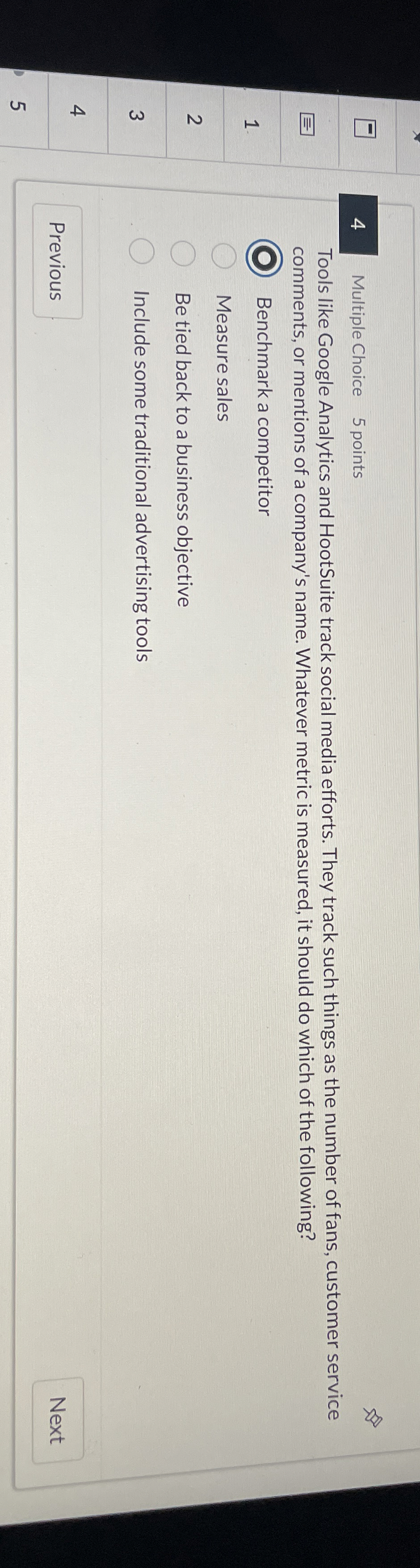 4 Multiple Choice 5 points Tools like Google