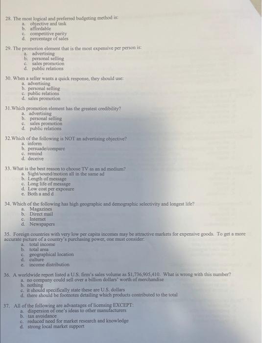 28. The most logical and preferred budgeting