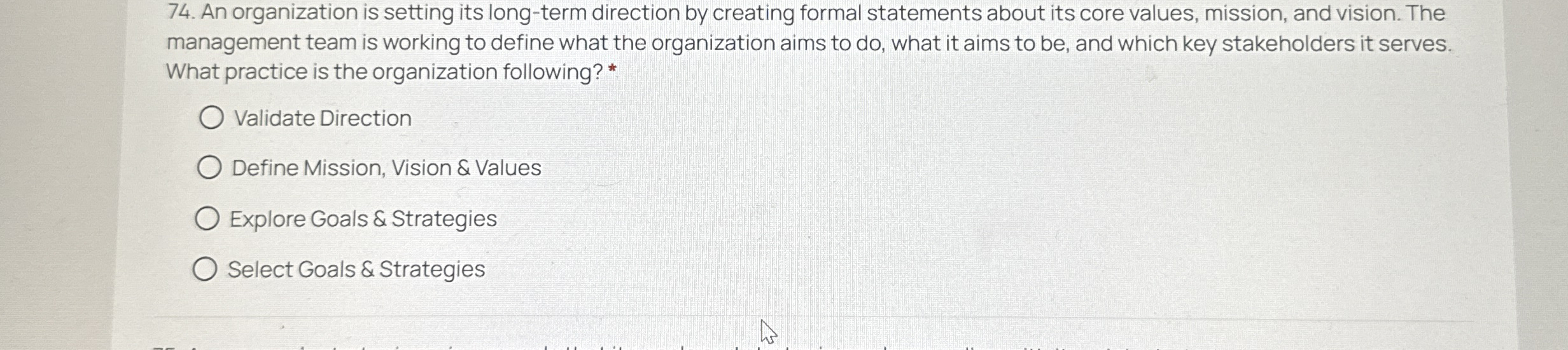 An organization is setting its long - term