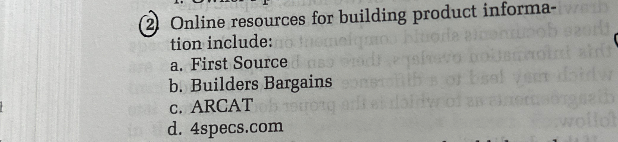 ( 2 ) Online resources for building product