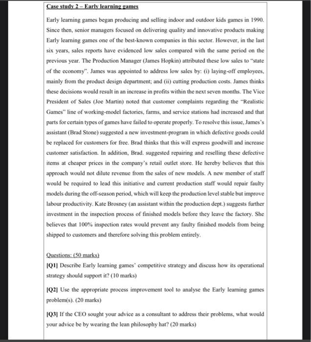 Case study 2 - Early learning games Early