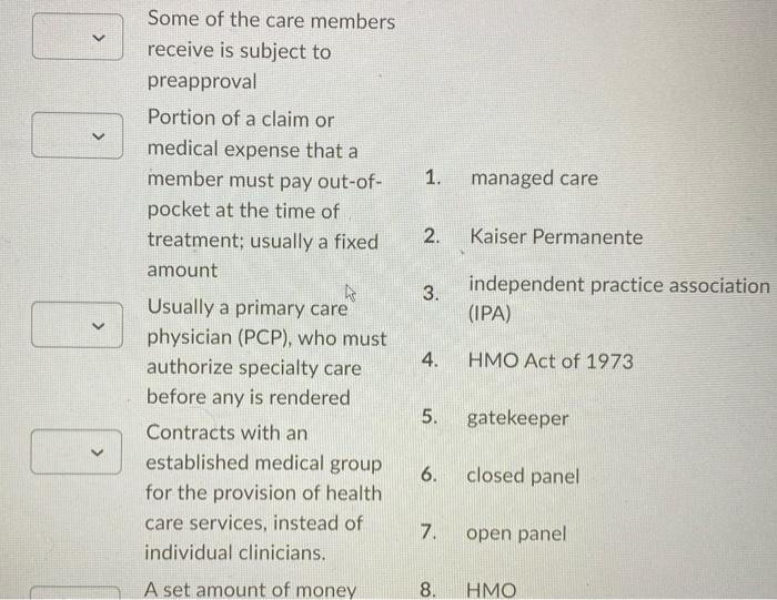 Match the term with the appropriate definition or