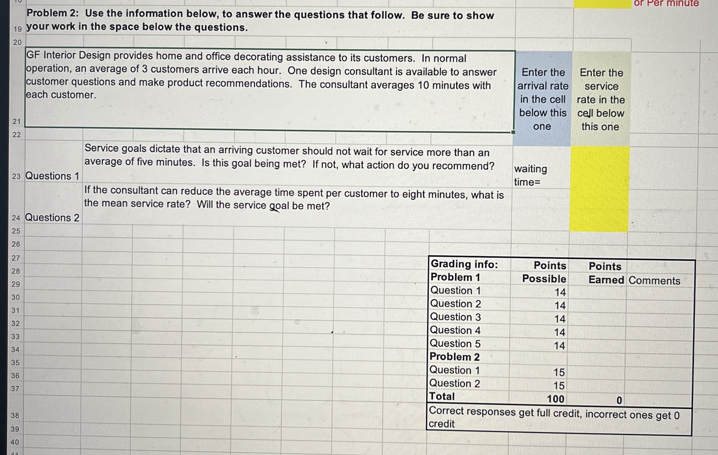 Problem 2 : Use the information below, to answer