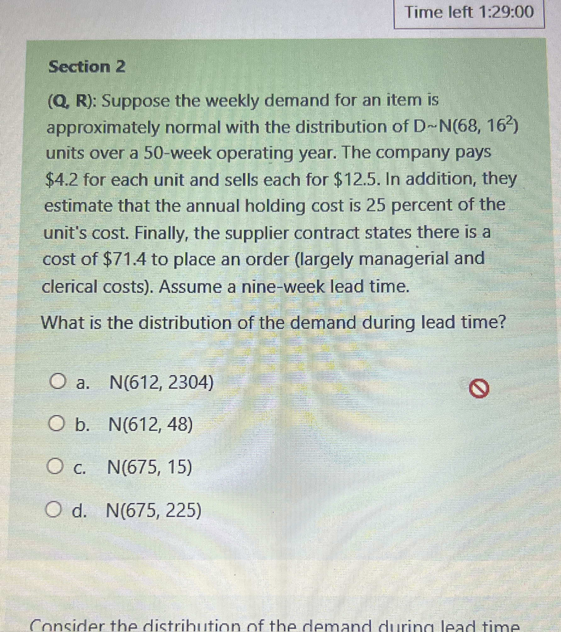 Time left 1 : 2 9 : 0 0 Section 2 ( Q , R ) :
