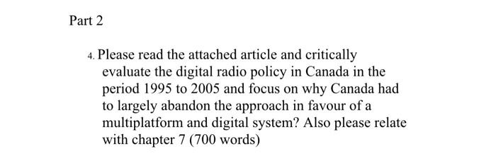 Part 2 4. Please read the attached article and