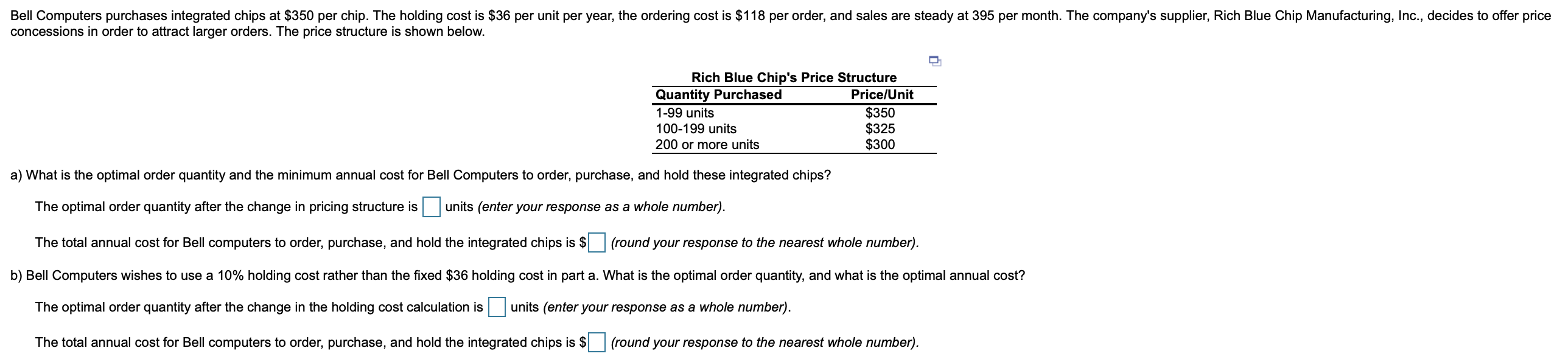 Bell Computers purchases integrated chips at $350