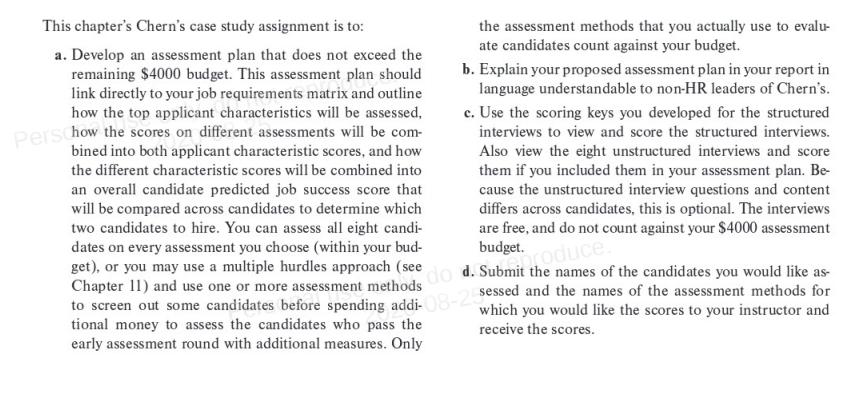 This chapter's Chern's case study assignment is