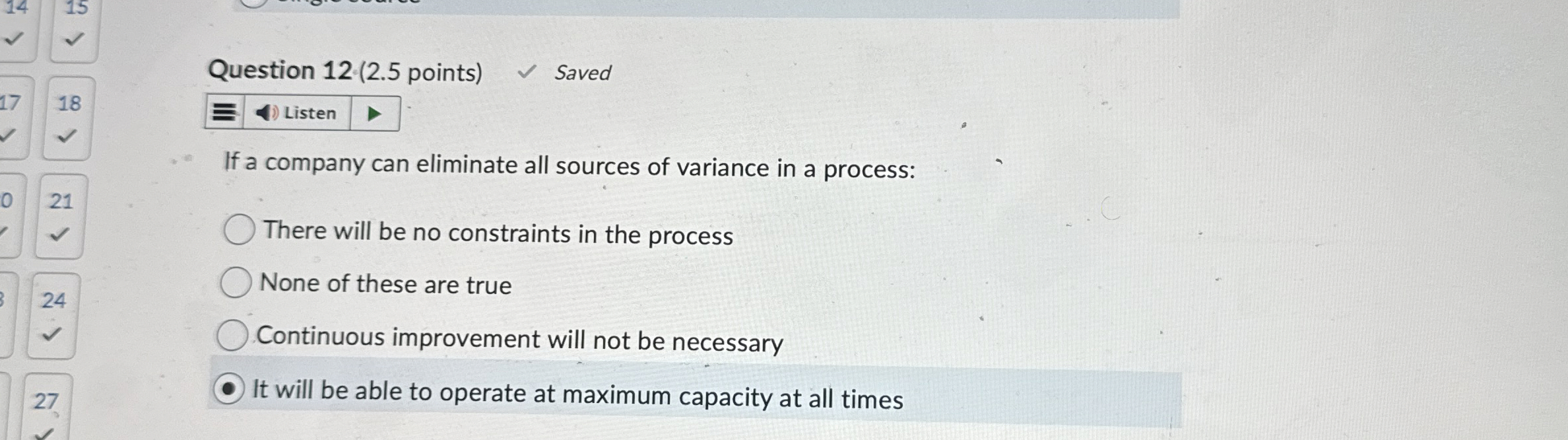 Question 1 2 ( 2 . 5 points ) Saved 1 8 If a