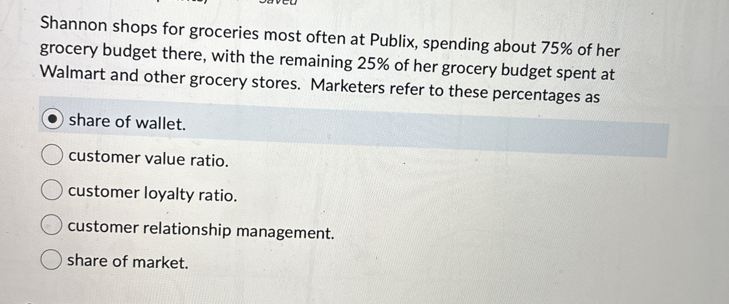 Shannon shops for groceries most often at Publix,