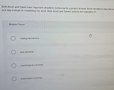 Both Kevin and Sylvia have important deadlines