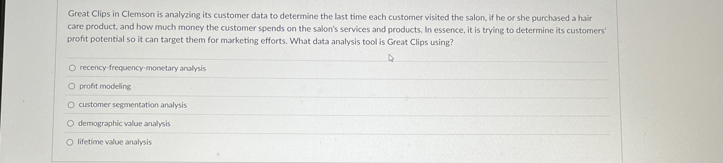 Great Clips in Clemson is analyzing its customer