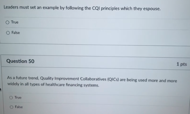 Leaders must set an example by following the CQI
