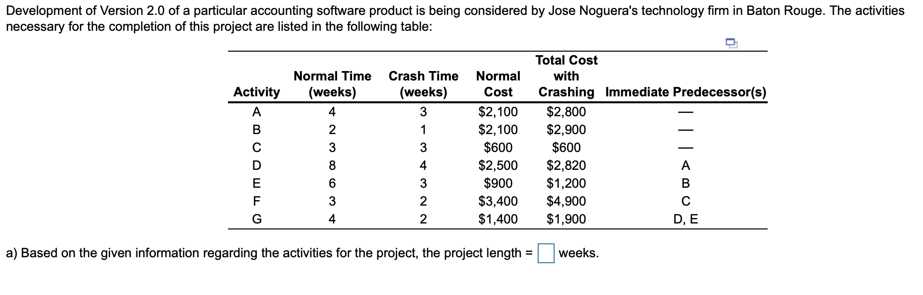 1) Based on the given information regarding the
