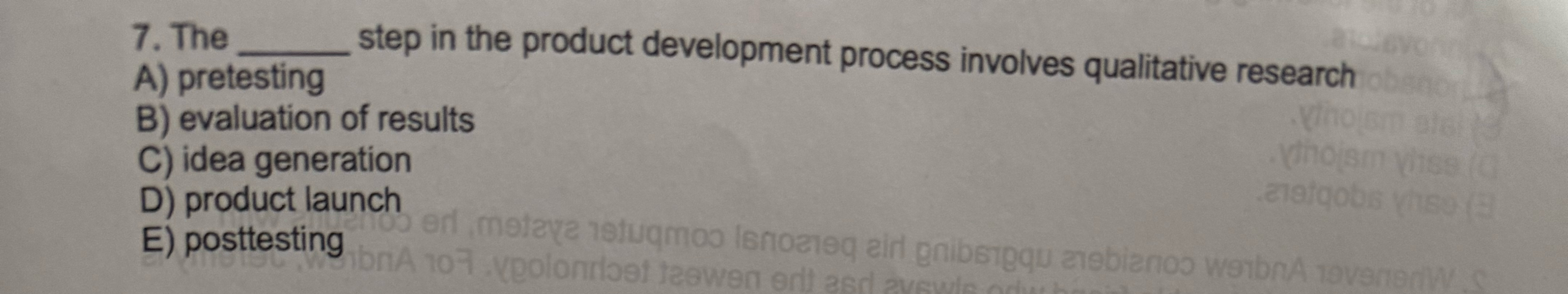 The q , step in the product development process