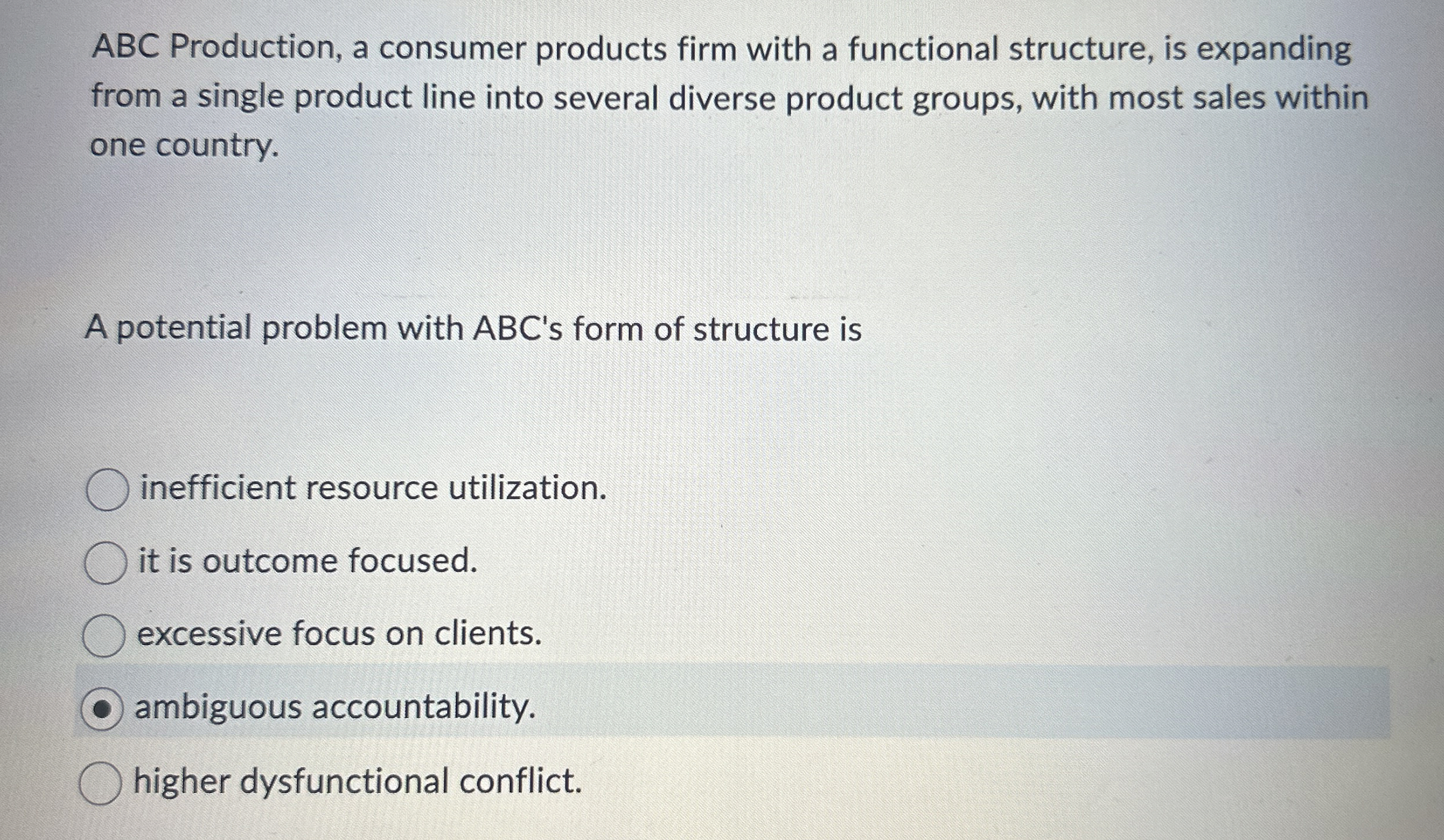 ABC Production, a consumer products firm with a