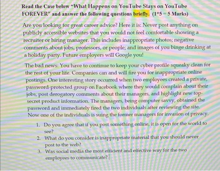 please answer it fast thank u Read the Case below