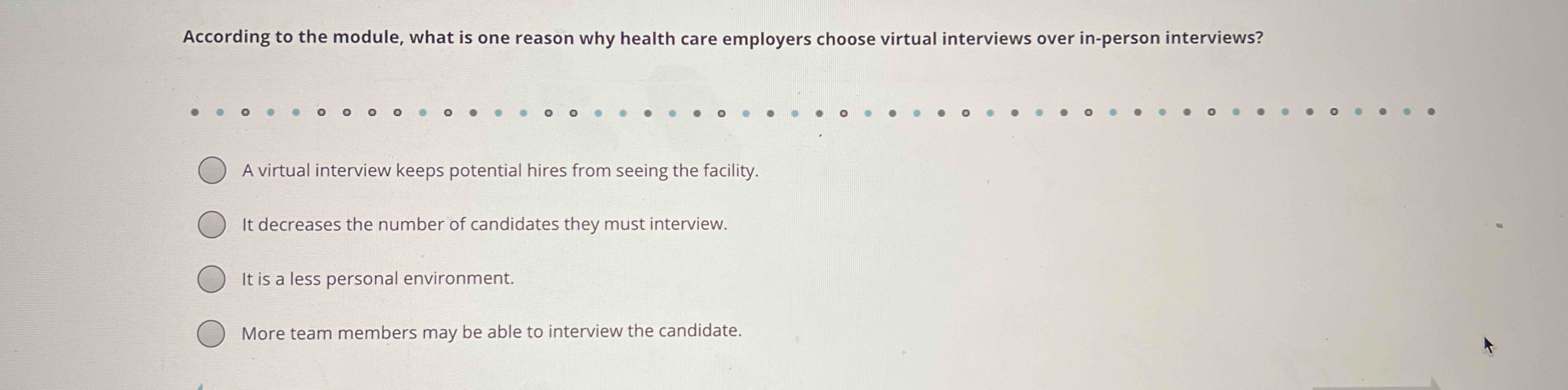 A virtual interview keeps potential hires from