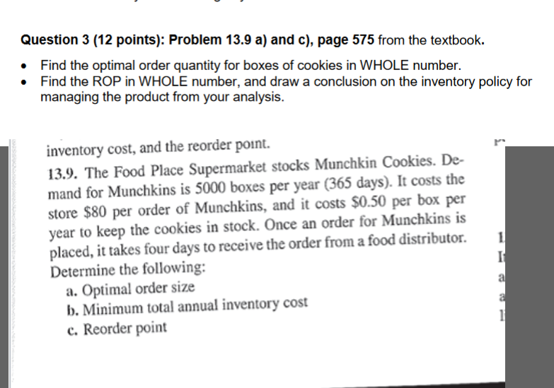 Question 3 (12 points): Problem 13.9 a) and c),