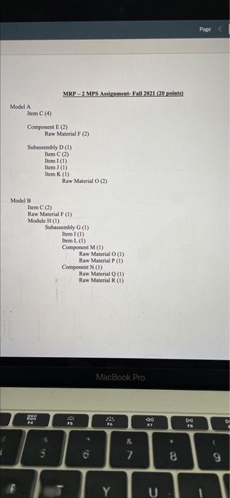 please solve using excel, thank you! Page MRP-2