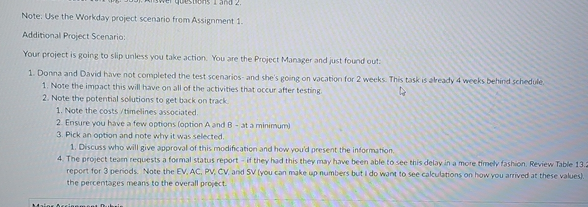 Note: Use the Workday project scenario from
