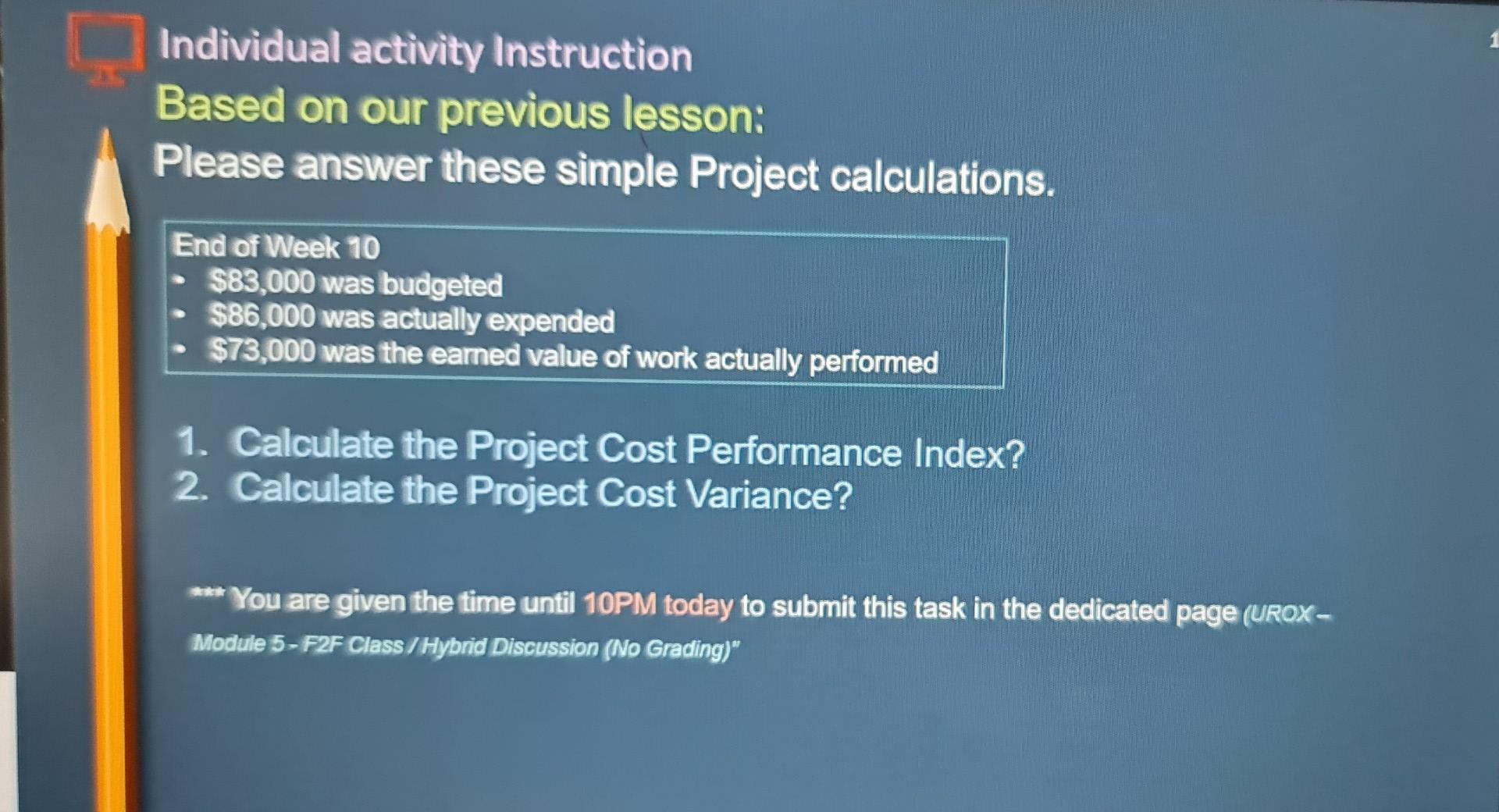 Individual activity Instruction Based on our