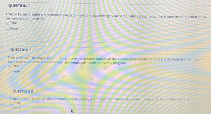QUESTION 7 True or False? In older performance