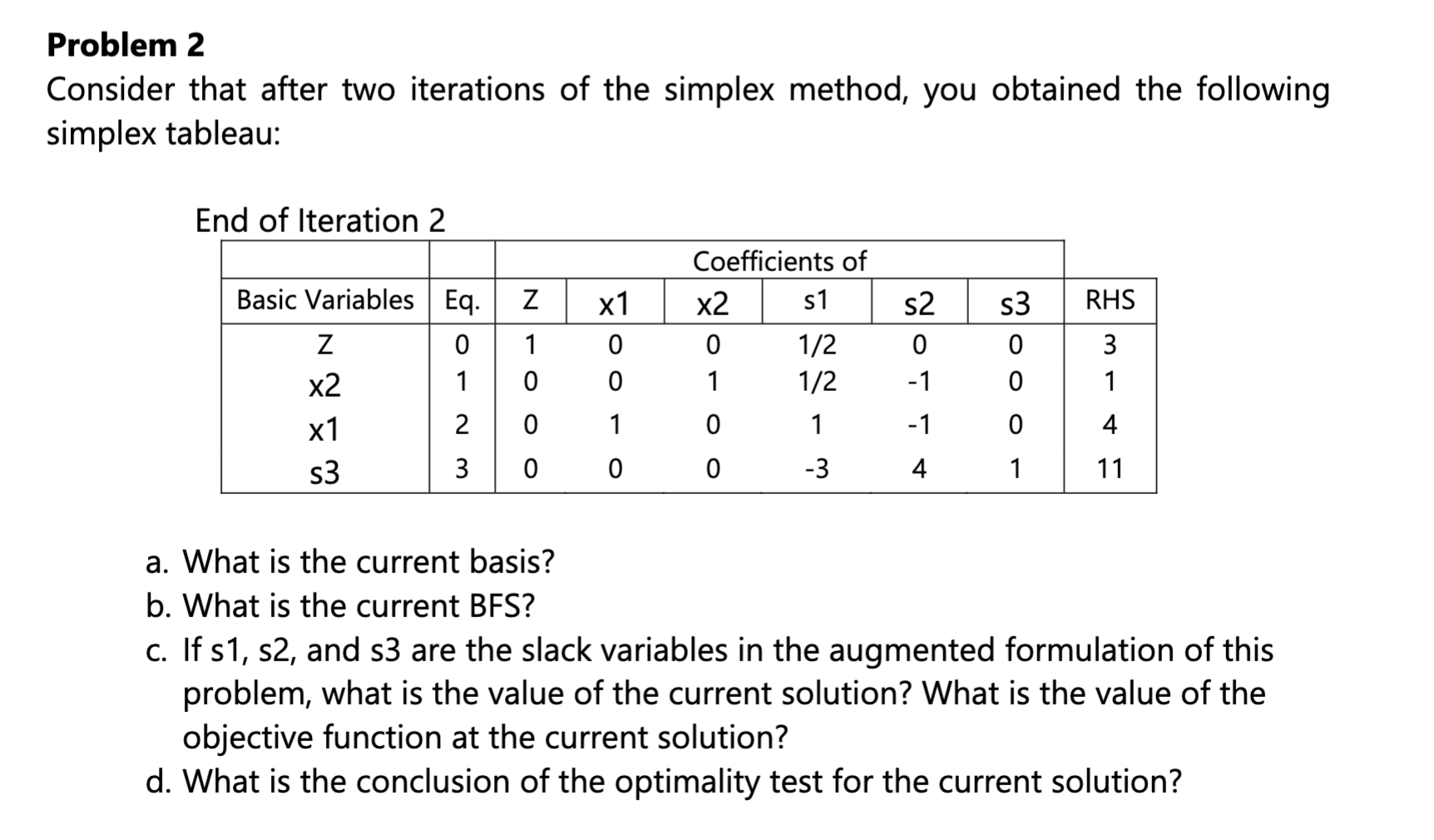 Problem 2 Consider that after two iterations of