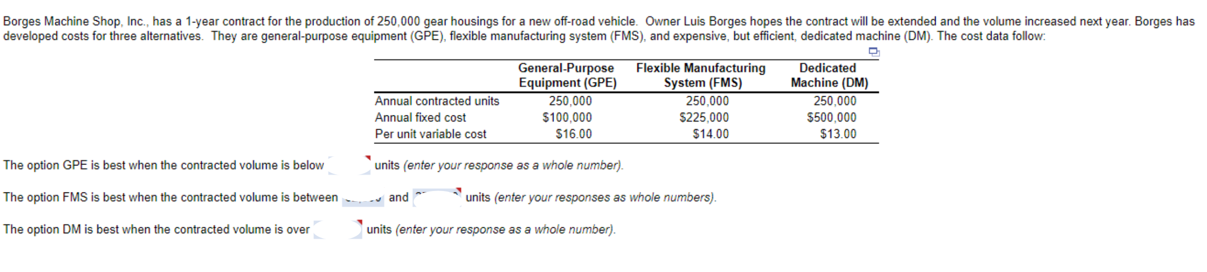 Borges Machine Shop, Inc., has a 1-year contract