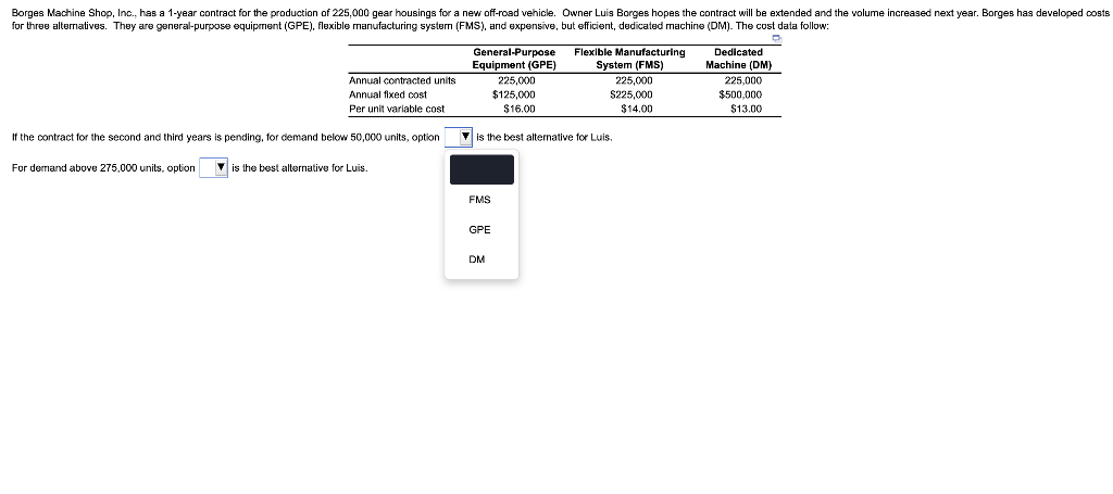 Borges Machine Shop, Inc., has a 1-year contract