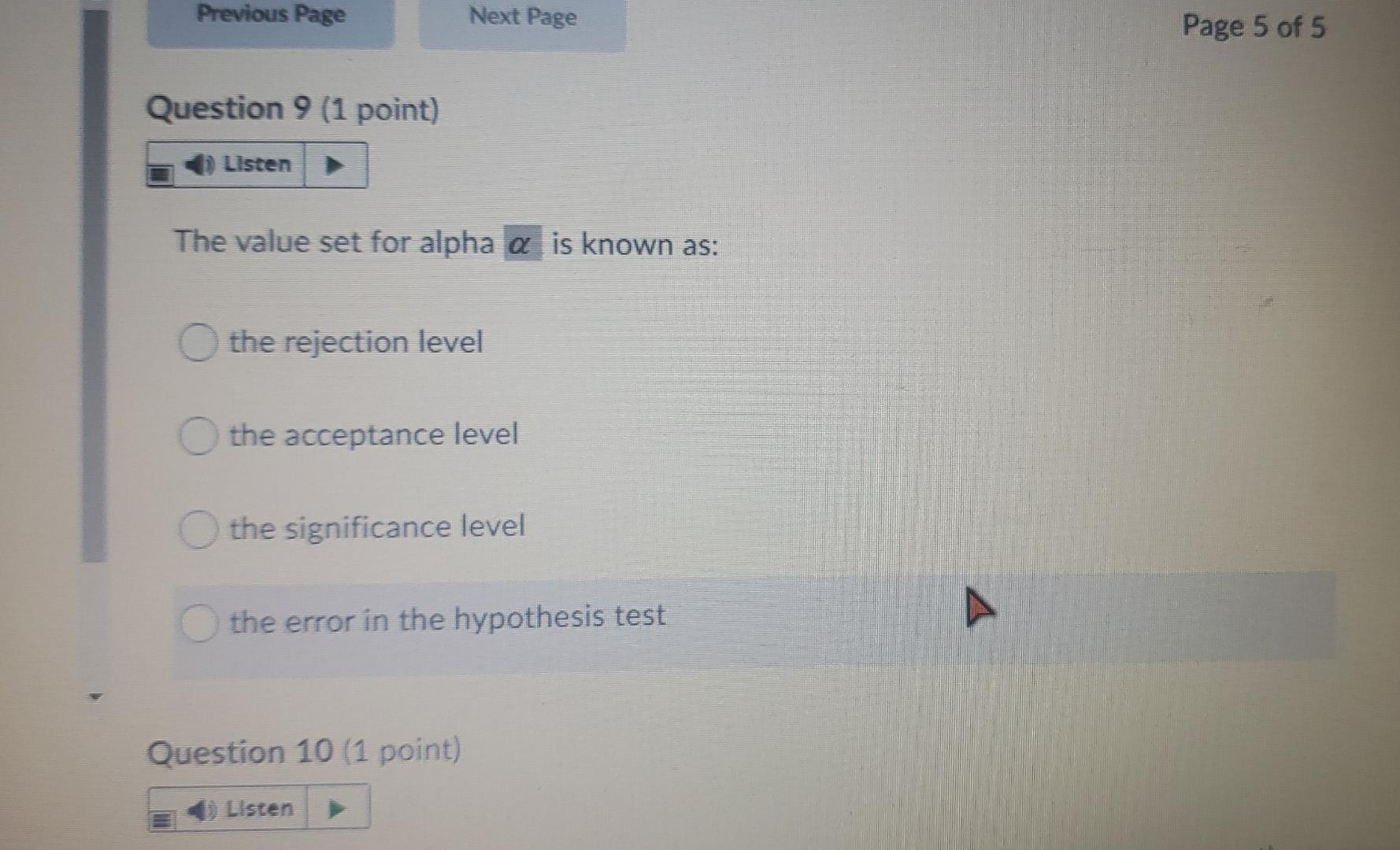Previous Page Next Page Page 5 of 5 Question 9 (1