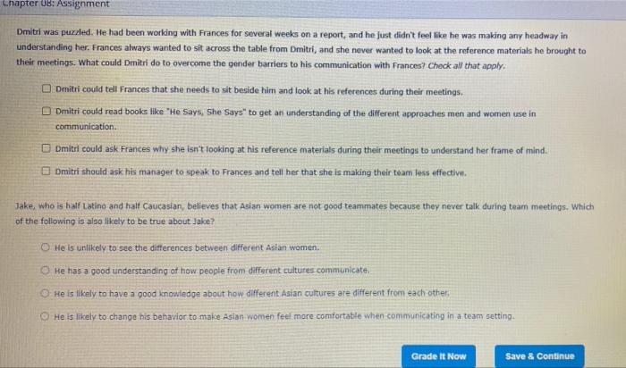 Chapter 08: Assignment Dmitri was puzzled. He had