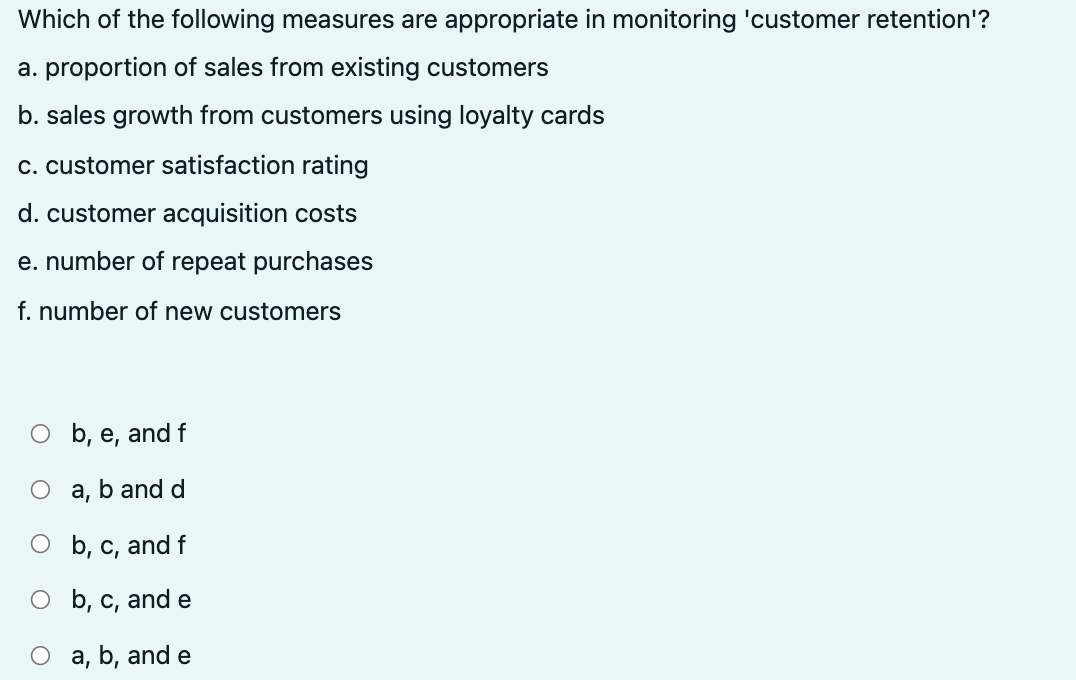 Which of the following measures are appropriate