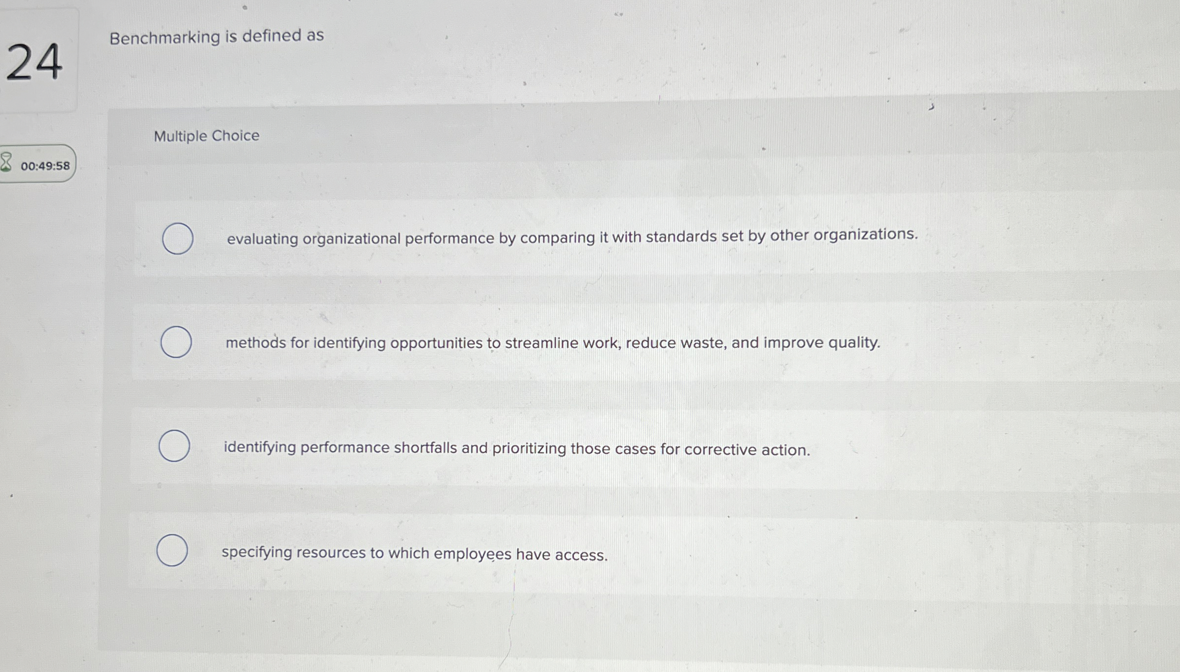 2 4 Benchmarking is defined as Multiple Choice 0